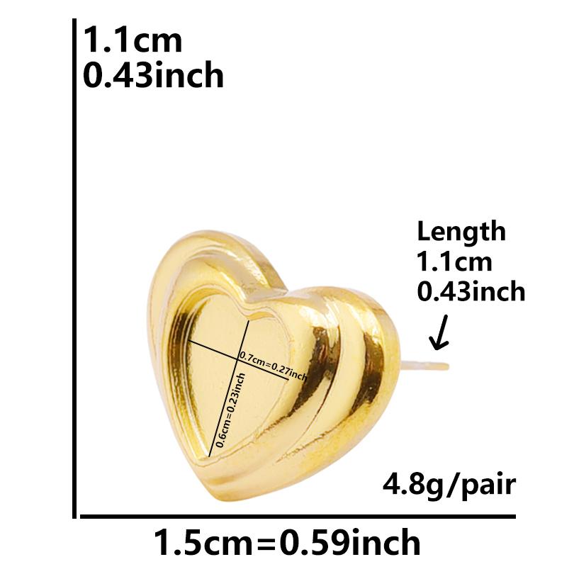 6pcs Real Gold Plated Geometric Round Oval Heart Blank Settings DIY Stone Enamel Crystal Stainless Steel Ear Studs For Women Men