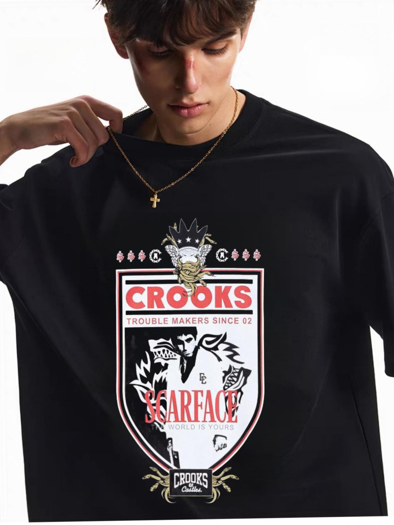 

European sizes Men s Graphic T-Shirt -Black with Red & White Print, Casual Crew Neck, Perfect Gift,Casual Wear | Bold Graphic Tee | Comfortable Fit 4XL чорний