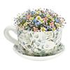 Pot de fleurs - EDEN - En forme de tasse - Décor eucalyptus - Céramique - 15 x 20 cm