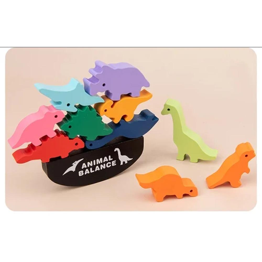 

Wooden Balance Blocks Toys For Children Animal Dinosaur Building Stacking High Board Games Wood Montessori Toy Boys Kids Gift