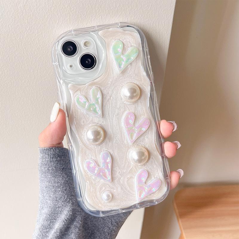 

Epoxy Wind Pearl Bow Mobile Phone Case Is Suitable For Apple 17Promax Love Light Luxury Iphone15 Women 8 iPhone 7/8/SE 2020