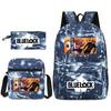 Large Capacity Schoolbag with Shoulder Strap; Student Three-piece Pencil Case Set