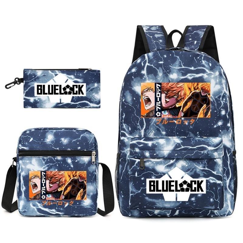 Large Capacity Schoolbag with Shoulder Strap; Student Three-piece Pencil Case Set