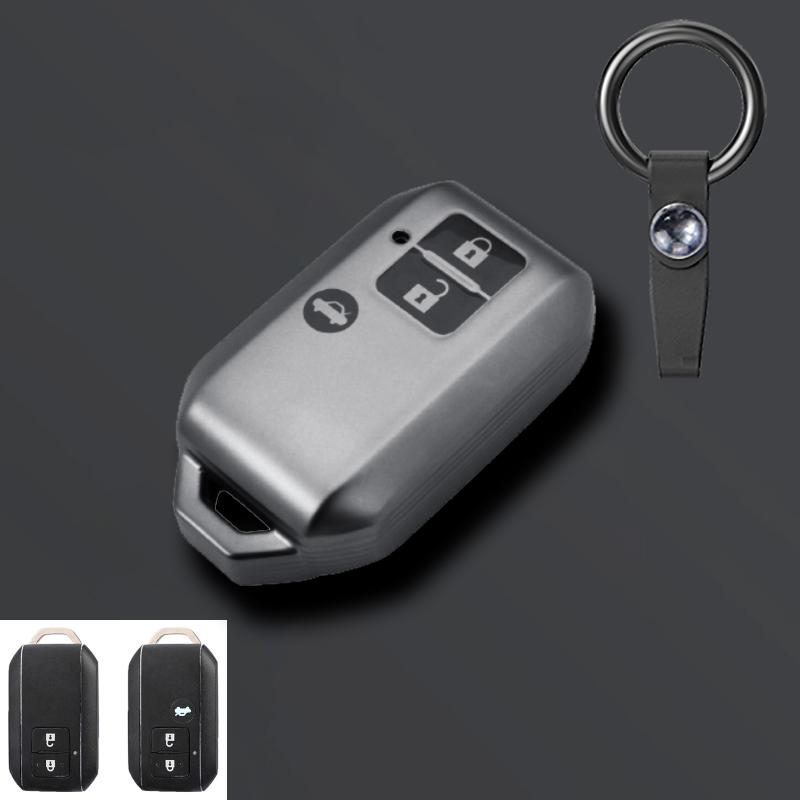 Grey Tpu Car Remote Key Case Cover Shell For Suzuki Ertiga Swift Wagon R 2 Button Protected Holder Keyless Fob Accessories