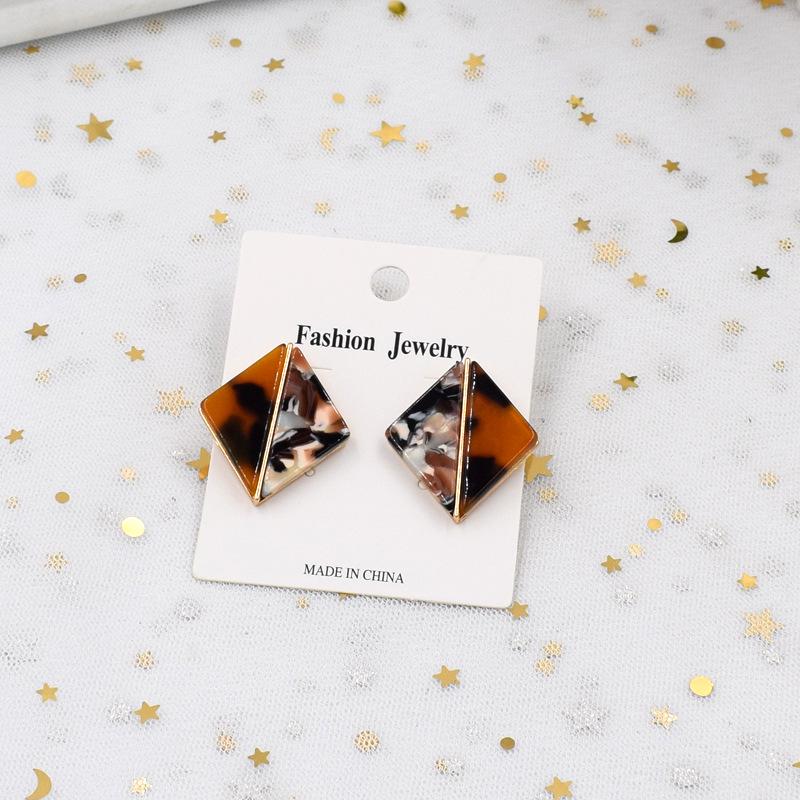 Korean Acrylic Cellulose Acetate Geometric Women s Stud Earrings - Trendy Simple Dangle Design Electroplated