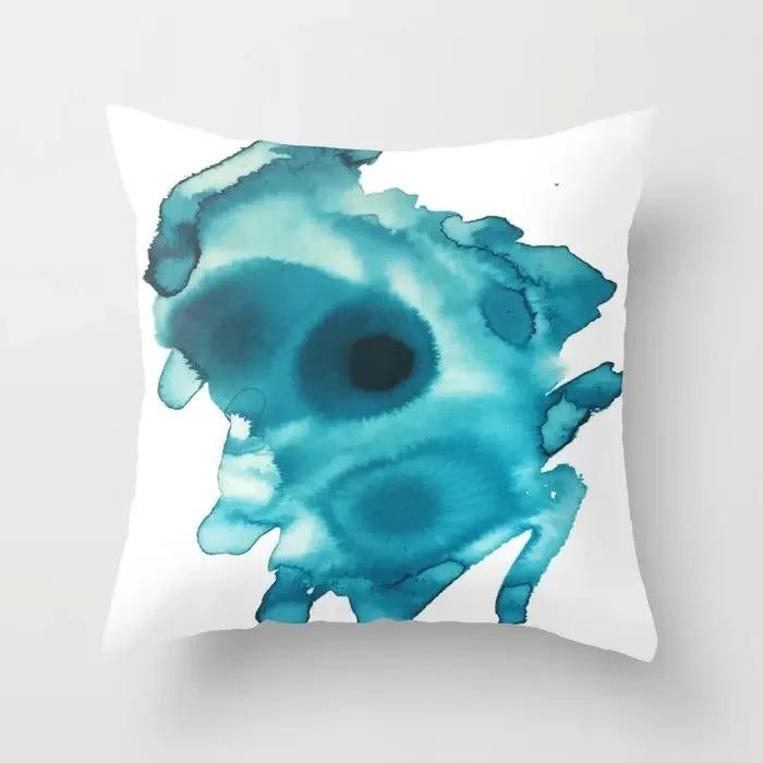 Oil Painting Texture Nordic Blue Agate Marble Abstract Pillowcase Soft Sofa Decoration Car Home