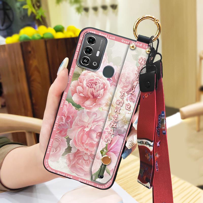 Shockproof Protective Phone Case For ZTE Blade A53 Pro Anti-dust For Mom Wrist Strap Waterproof Back Cover Elderly Lady
