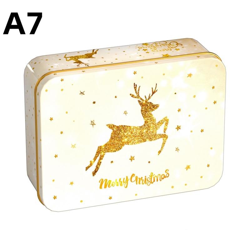 Christmas Tinplate Candy Tin Can Metal Box Cartoon Elk Santa Claus Letter Printed Xmas Candy Cookie Tea Storage Gift Case