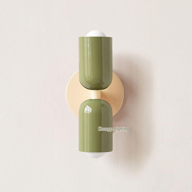 Mid-Century Modern Double-Head Cream Wall Lamp - Creative & Colorful Vintage Design for Nordic Bedrooms