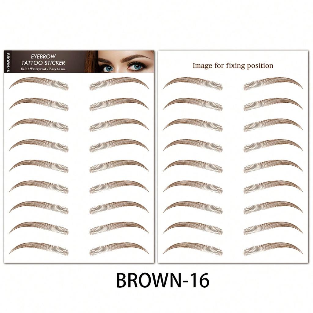1 Sheet 6D Natural Black Brown Eyebrow Tattoo Sticker, Waterproof And Sweatproof Party Prom Dress Up Quick Makeup Disposable Temporary Eyebrow Tattoo