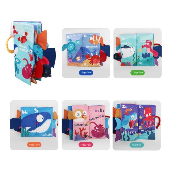 Baby Cloth Book Toy Animal Vehicle Learning Touch And Feel Crinkle Book 0-3 Newborn Infant Sensory Activity Book Early Education Stroller Toy