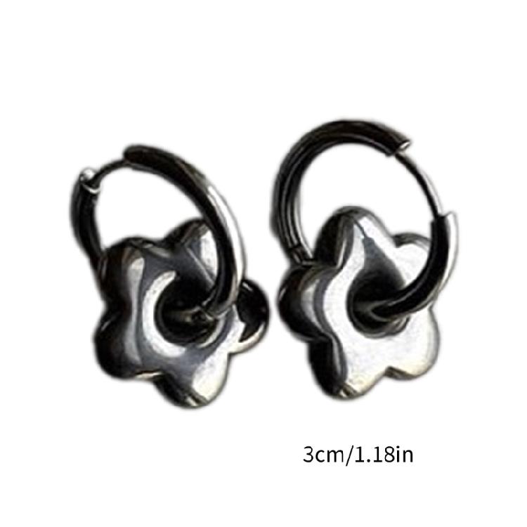 Eye Catching Hoop Earrings Stainless Steel Plum Blossom/Star/Moon/Heart Earring