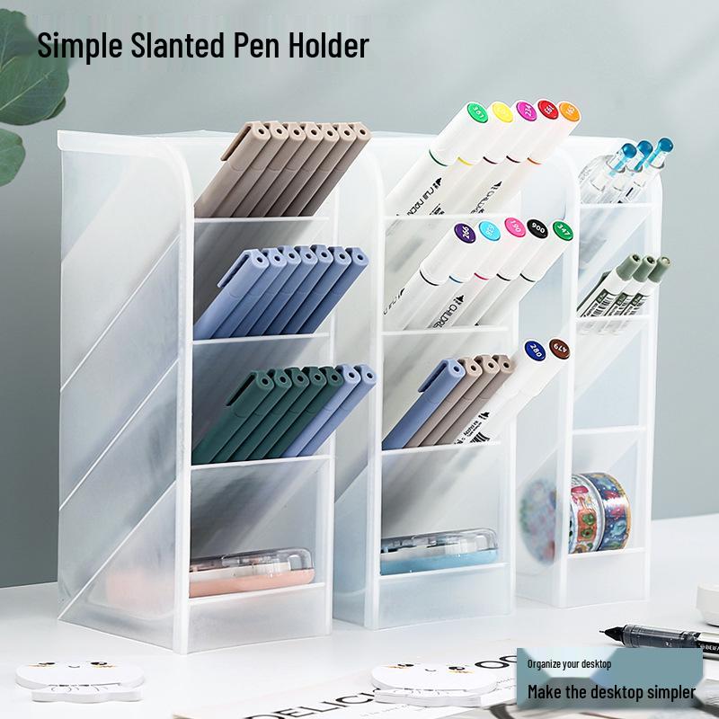 Desktop Frosted Transparent Pen Holder & Makeup Organizer