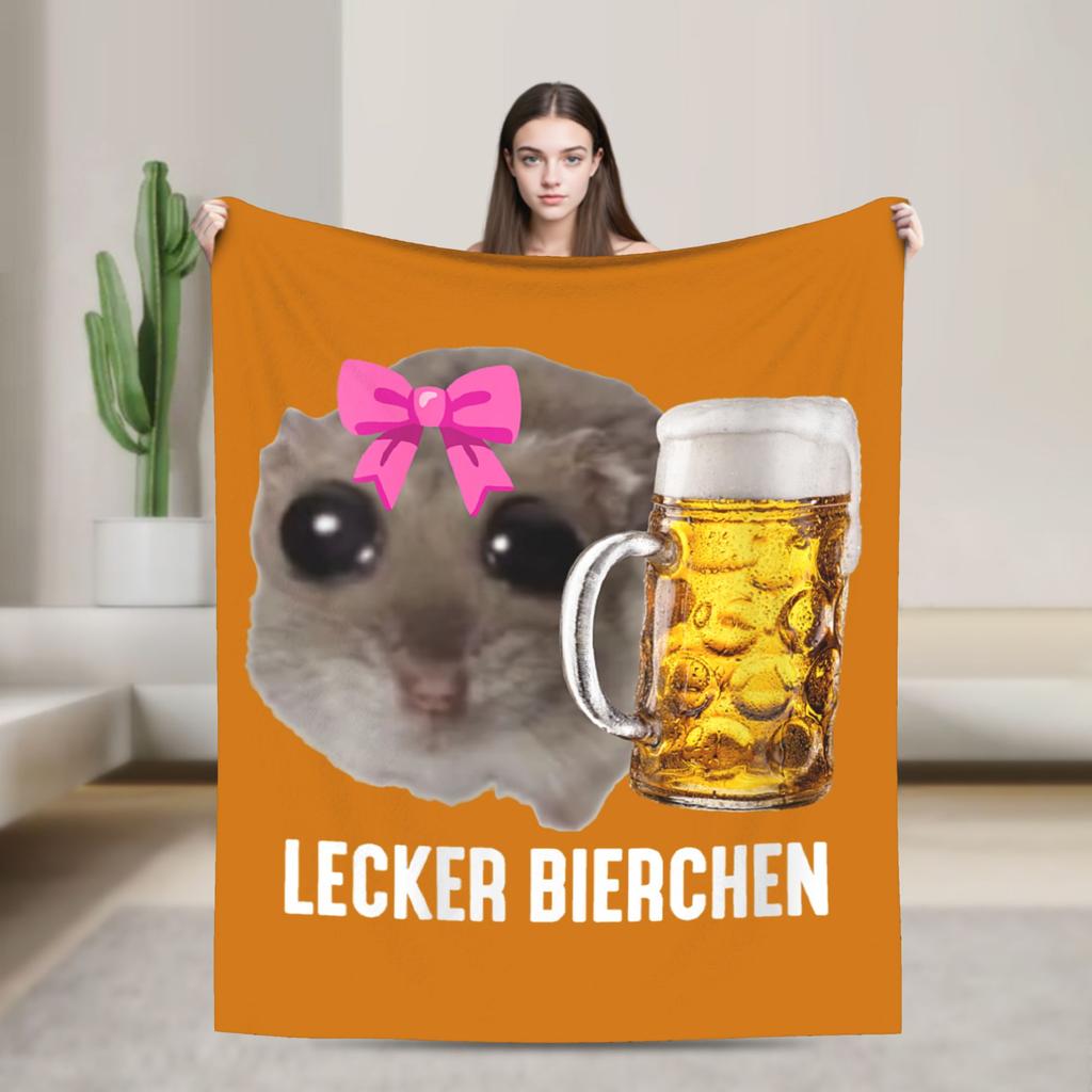 Lustiger Hamster Schlafsüße Decke Flanell Dekoration Schlafenszeit Schläfrig Multifunktion Ultra-Weiche Überwurfdecken für Bettwäsche