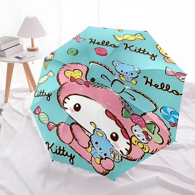 1pc Hello Kitty Automatic Opening/Closing Umbrella with Portable Tri-Fold Design, 8-Bone Iron Frame Outdoor Umbrella, Perfect Gift for Fans, Travelers