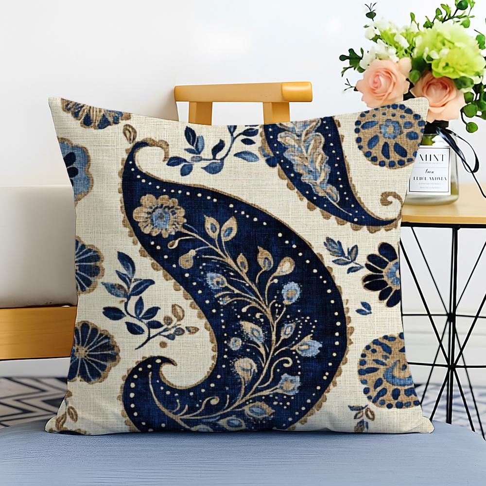 Boho Pattern Cushion Cover Washable Linen Pillowcase Soft  for Sofa Bed Cozy Home Room Decor