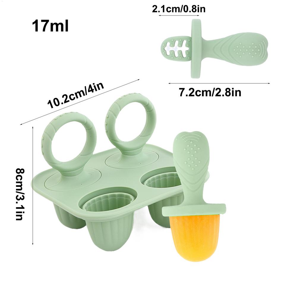 Popsicle Molds 4-Cavity Popsicle Molds Silicone Non-Sticky Pacifier Shaped Ice Pop Easy Release Popsicle Mold Cream Ice Maker