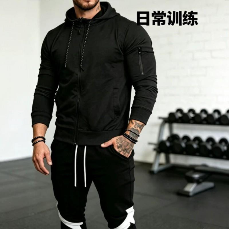 Mens Winter Casual Tracksuit Hooded Sweatshirt Pants Set Outdoor Sportswear Two-Piece