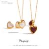Yhpup Stainless Steel Heart Pendant Necklace Chain Jewelry Temperament Natural Stone Agate Collar Women Necklace