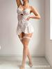 European and American Sex Underwear Sexy Hollow Onesie Open Crotch Free Large Size Lace Suspender Skirt