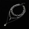 FNQUFUJ Layered Grunge Aesthetic Jewelry  Punk Chain Necklace for Women Men Lock Cross Pendant  Choker  Chains Goth Accessory