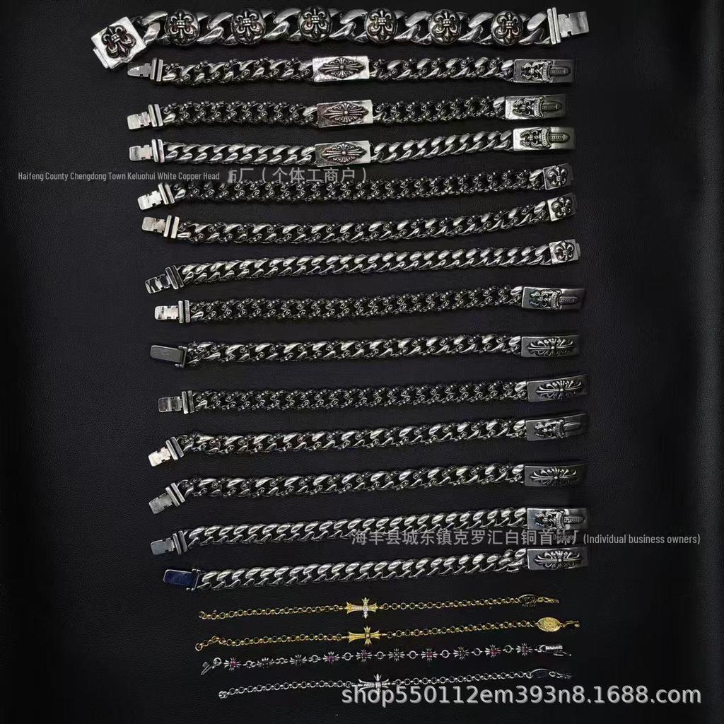 CH Retro Crono Bracelet with Diamond, Gold, Thai Silver, and Floral Cross Design