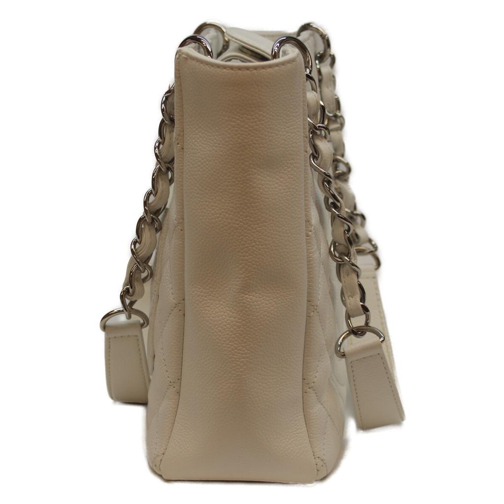 CHANEL No. 15 White Caviar with Silver Hardware PST Tote Tote Bag whiteUsed