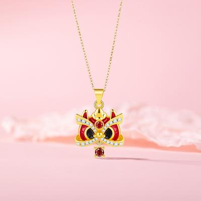 Cute Lion Dancing Necklace Jewelry Femininity Fashion Red Natal Year Stainless Steel Clavicle Chain