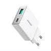 Small and Super-thin 20W USB-A USB-C Mains Charger - White