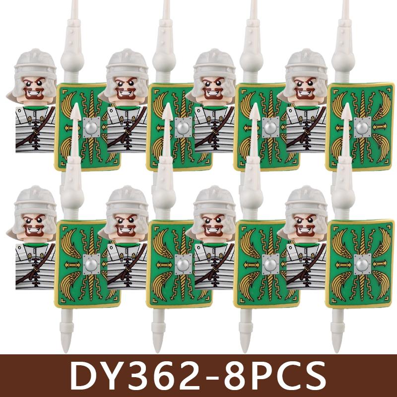 

8pcs Medieval Roman Knight Soldier Figures Building Blocks Military Castle Wolf Warrior Legion Heavy Infantry Crossbowman Bricks Toys