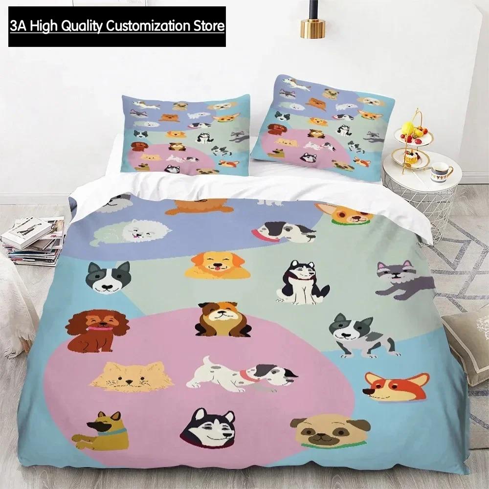 3D Print Cute Cartoon Dogs Animal Duvet Cover Bedding Set Comforter Pillowcases Quilt Cover Home Decor Single Double Twin Queen