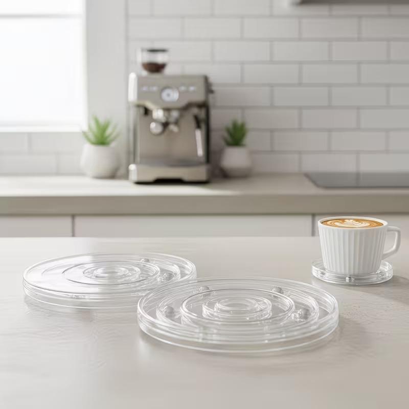 10 Pack Clear 4-Inch Acrylic Turntables for Spices Cakes Rotating Display Base Multi-purpose Rotating Tray for Bathrooms Kitchen