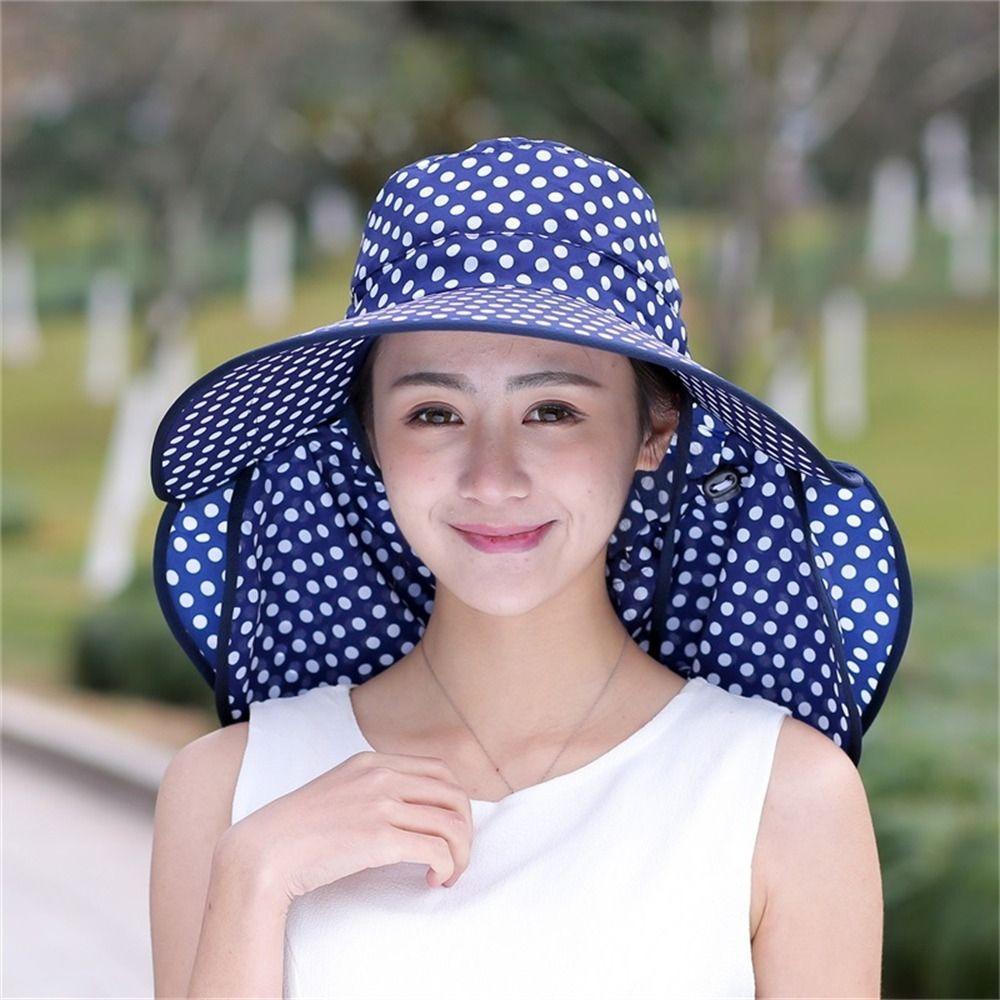 Wide Brim Beach Cap Face And Neck Sun Hat Fashion Tea Picking Cap  Women's