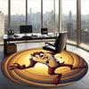 Taz (23) Round Office Rug Decorative Floor Rug for Office Bedroom Living Room and Home Space