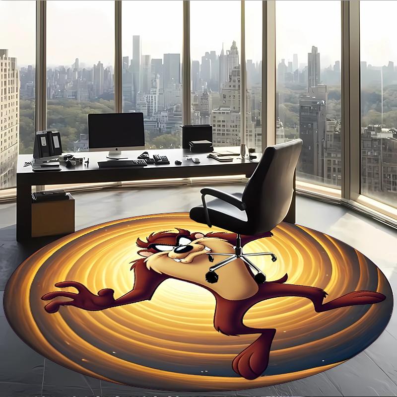 Taz (23) Round Office Rug Decorative Floor Rug for Office Bedroom Living Room and Home Space