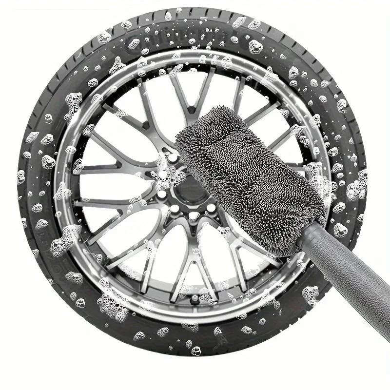 Car wash wheel hub brush, soft bristle sponge tire brush, small braid cloth, steel ring inner cleaning Accessories