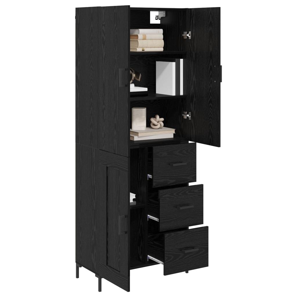 Highboard Black Oak Effect 69.5 x 34 x 180 cm Particleboard