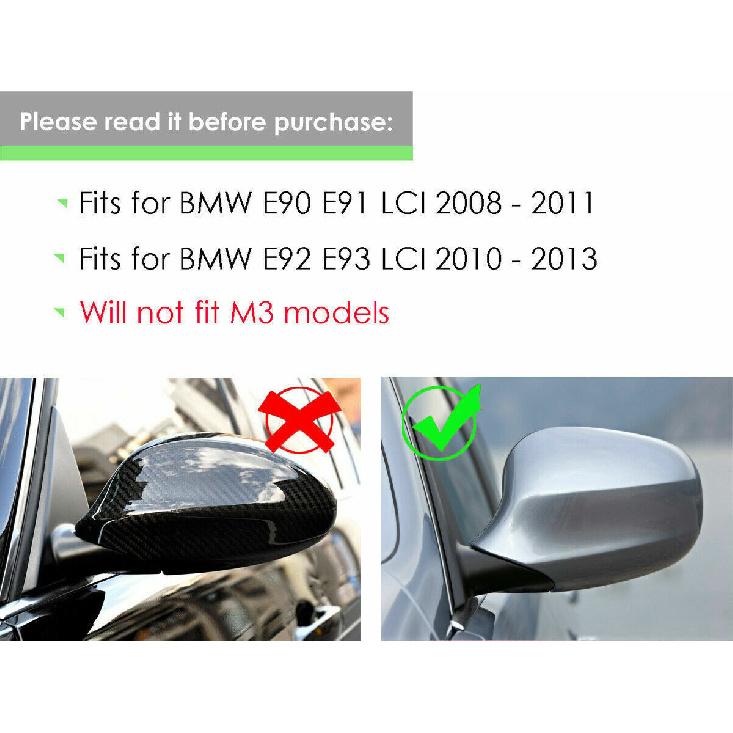 Fits BMW E90 E92 LCI 328i 335i 2009 2010-2011 M3 Style Mirror Cover Gloss Black