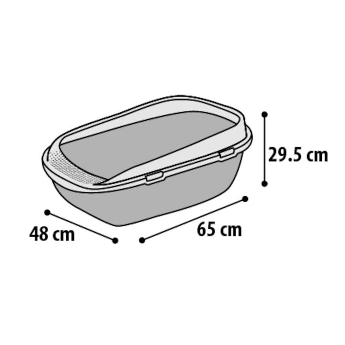 Bac À Litière Garfy Vert XL 48 X 65 X 29,5 Cm Spécial Grands Chats Gris