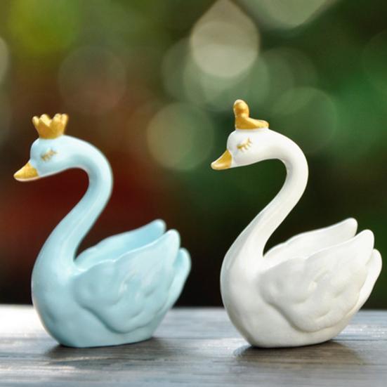 Ozdoba Labuť Krásná Mikro Krajinná Figurka Panenka DIY Dekorace na Dort Simulace Koruna Labuť Figurka Pryskyřice Zvířecí Model Vánoční Svatba Dárek