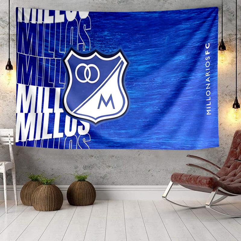 Blue And White Shield Millonarios Tapestry, Unique Design Tapestry, Wall Decor for Bedroom,Livingroom, Playroom,Heartwarming Fan Holiday Gifts