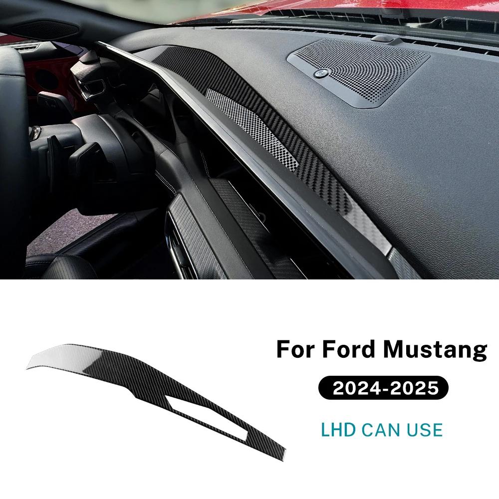 Real Soft Carbon Fiber Sticker For Ford Mustang GT Dark Horse EcoBoost 2024 2025 trument Panel Interior Trim Accessories For LHD Black Carbon