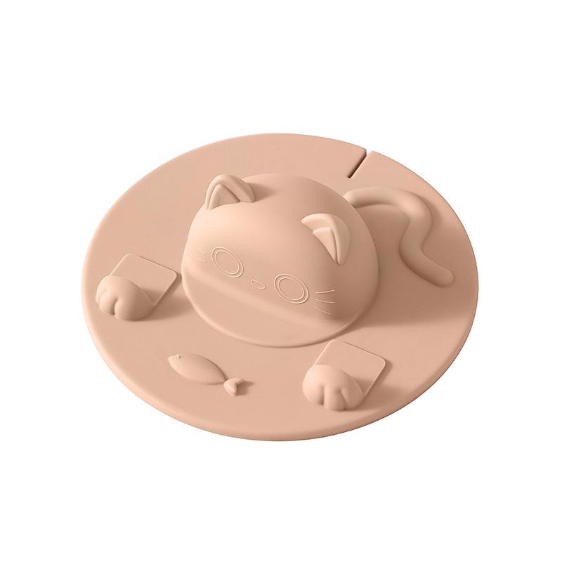 Cute Silicone Cat Shaped Cup Lid Leak Proof High Temperature Resistant Dust Proof Universal Water Cup Lid Multiple Functions светло-розовый