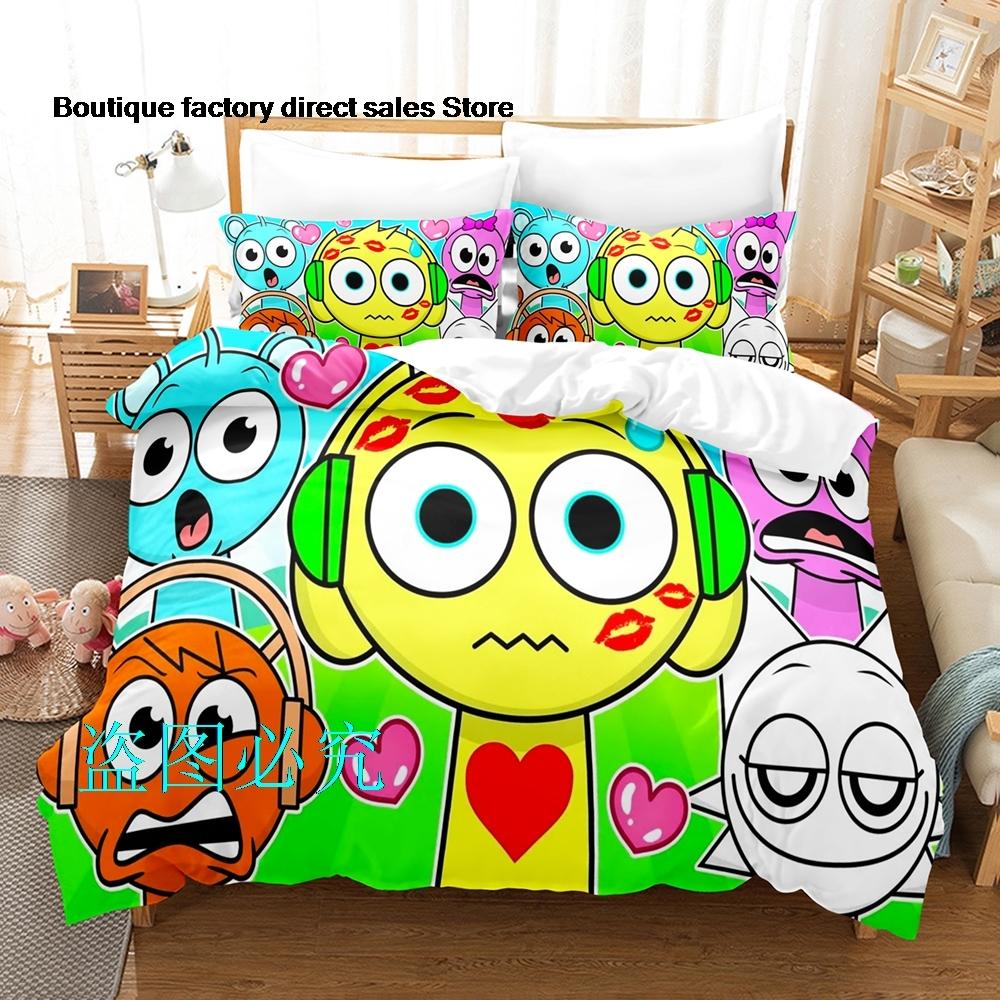 

Sprunki Bedding Set Single Twin Full Queen King Size Bed Set Adult Kid Bedroom Duvetcover SetsSprunki Anime parure de lit Bed EU Single(135x200cm)