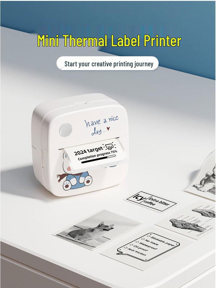 Compact Portable Thermal Printer for Labels & Photos - Mistake-Free Pocket Home Printer