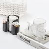 Cotton Swab Dispenser 2 Compartments Cotton Balls, Cotton Swabs, Round Pad Holder For Bathroom Container Organizer, Plastic