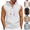 Mens American Casual Loose Jacquard Sleeveless Hooded Vest Drawstring Tank Top