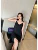 Women's Summer Modal Slim Fit Tank Dress with Double Shoulder Straps and Side Slit