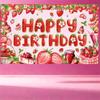Red Strawberry Party Background Polyester Poster Photo Props  Photo Booth