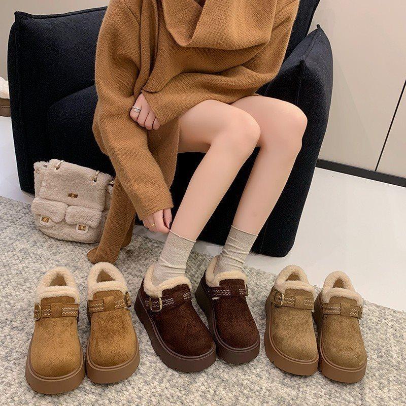 Low-top Snow Boots Birkenstocks Winter Thick-soled Warm Fluffy Piled Thickened Cotton Shoes